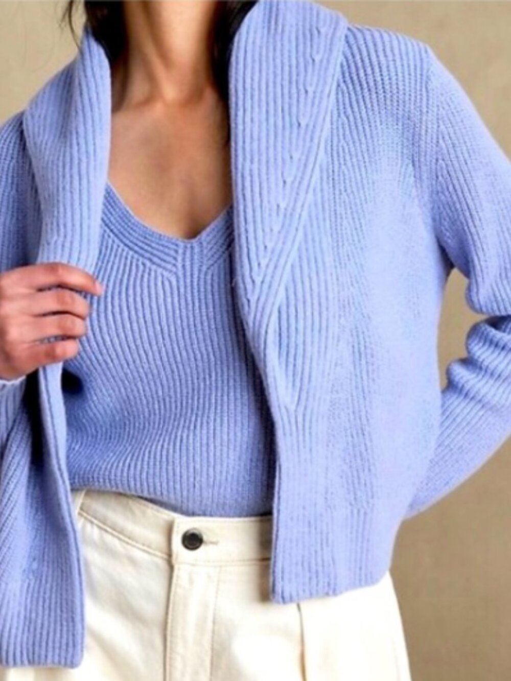 💙 Banana Republic Heavyweight Cotton Crop Shawl Collar Cardigan  XL Periwinkle